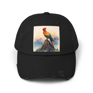 Colorful Parrot Distressed Cap, Unisex Baseball Hat, Outdoor Fashion, Nature Lover Gift, Casual Wear, Travel Accessory