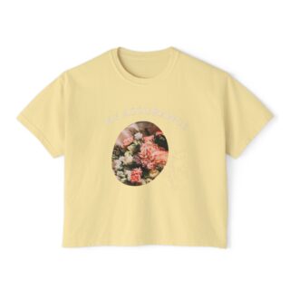 Botanical Women's Boxy Tee, Casual T-Shirt, Summer Fashion, Floral Graphic Top, Gift for Her, Relaxed Fit Tee