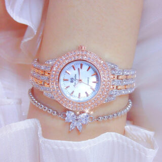 Luxury Diamond Women's Watch with Mother-of-Pearl Dial