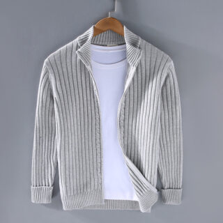 Mens Knitted Cardigan Sweater with Zipper