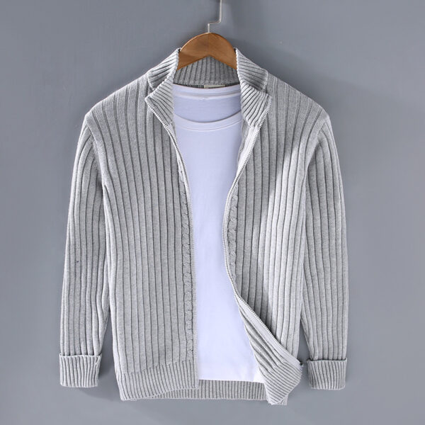 Mens Knitted Cardigan Sweater with Zipper
