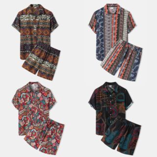 Men's casual short-sleeved shorts suit