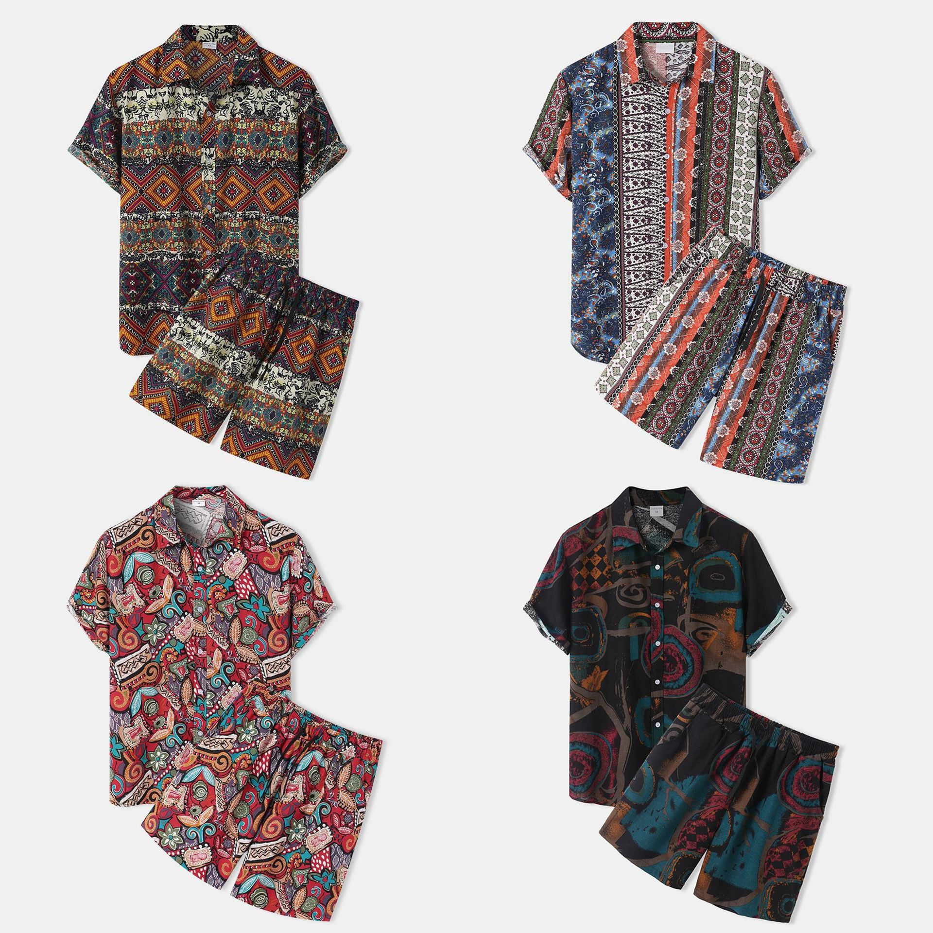 Men's casual short-sleeved shorts suit