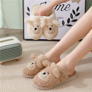 Cute Bear Design Cotton Home Slippers