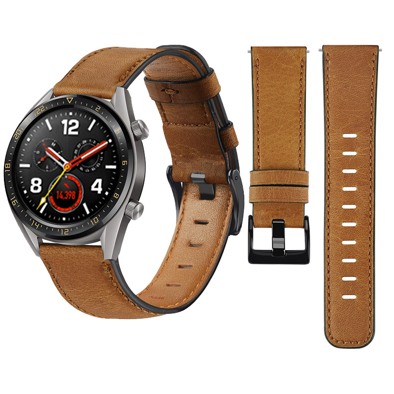 Vintage Crazy Horse Leather Strap for Huawei GT/GT2 Smartwatch