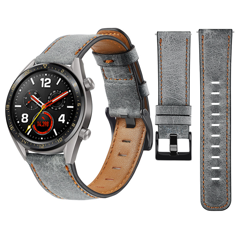 Vintage Crazy Horse Leather Strap for Huawei GT/GT2 Smartwatch - Image 3