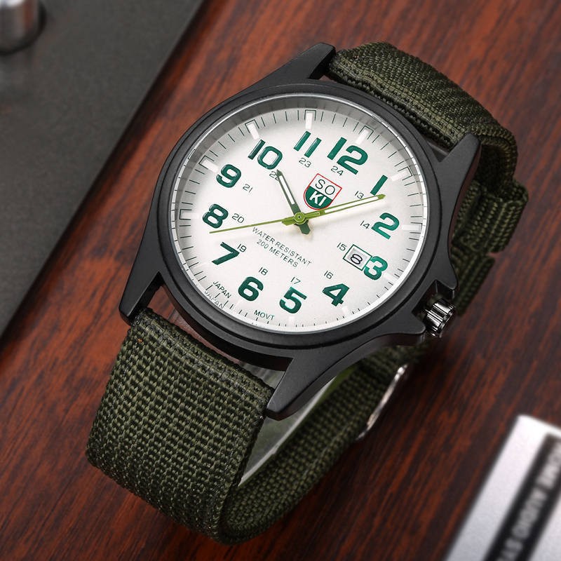 Military Style Quartz Watch with Nylon Strap - Image 3