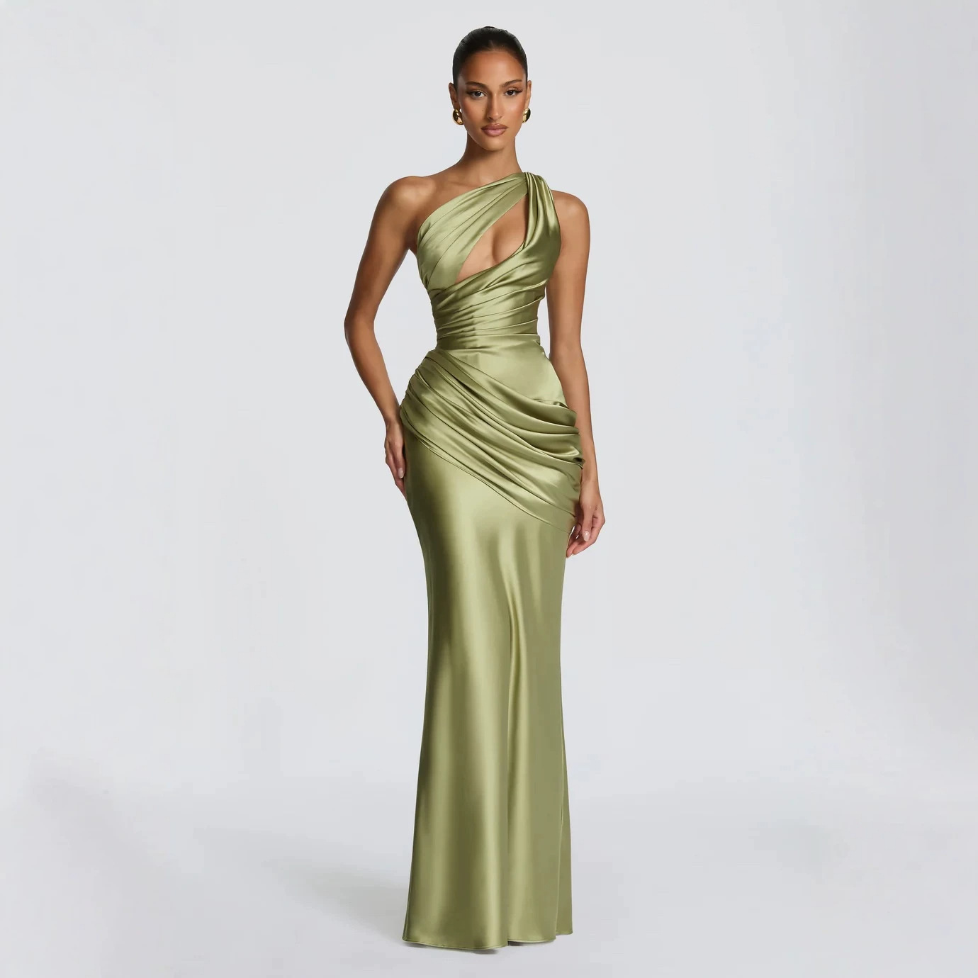 Satin Asymmetric Evening Gown