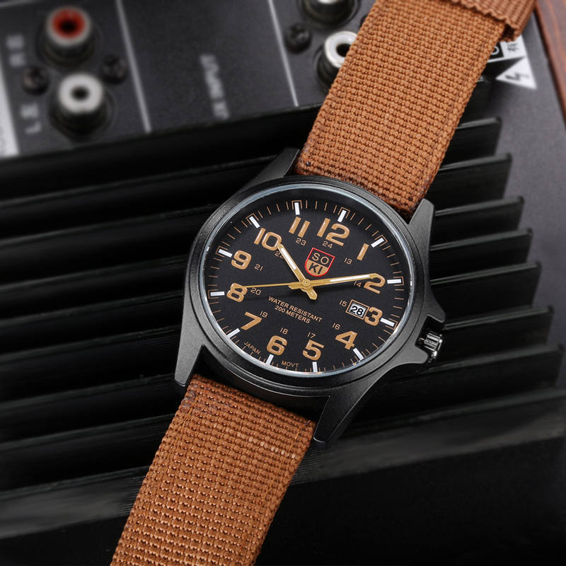 Military Style Quartz Watch with Nylon Strap - Image 2