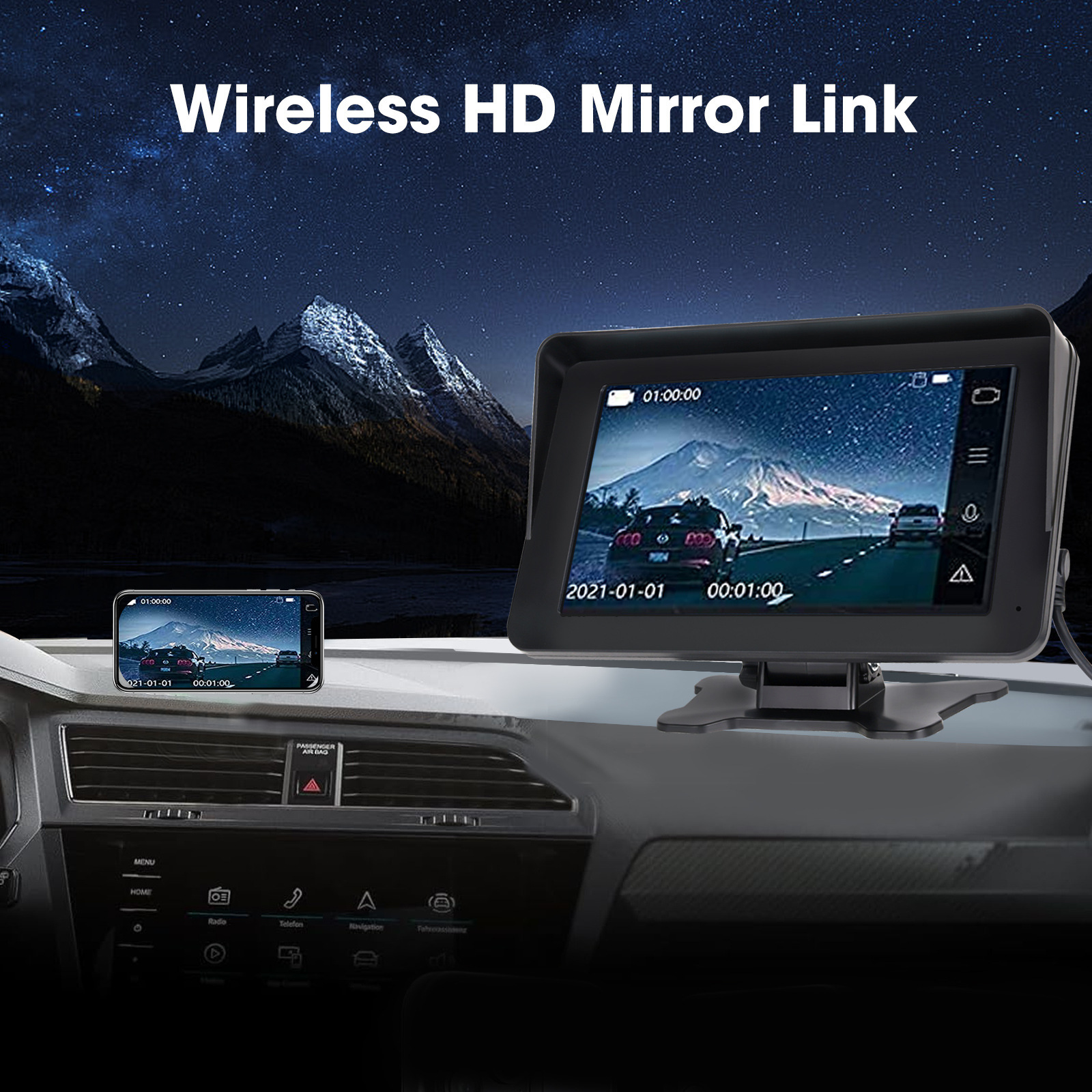 7inch Wireless Carplay Display GPS Navigation FM Transmitter - Image 3