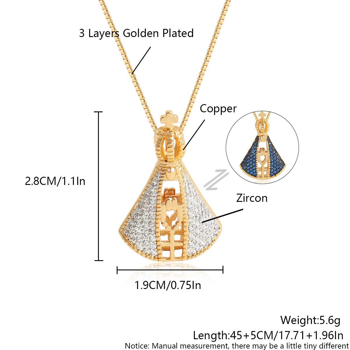 Double-Sided Necklace with Colorful Zircon - Image 2